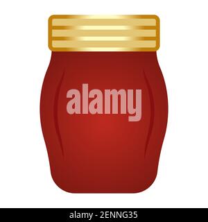 Red mason bottle or glass jars flat color icon for apps and websites Stock Vector