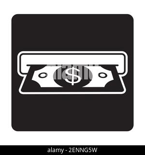 Flat icon insert cash or receive money in ATM for apps and websites Stock Vector