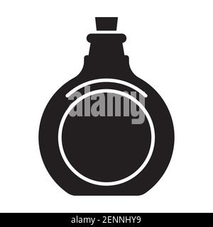 Antique glass bottle with cork stopper vector icon for apps or websites Stock Vector