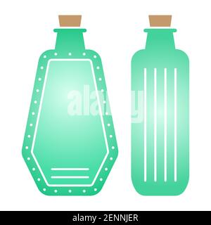 Flat vector color icon a antique glass bottle with cork stopper for apps or websites Stock Vector
