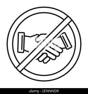 Line art vector handshake prohibited sign for apps or website Stock Vector