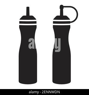 Ketchup bottle / mustard squeeze bottle flat icon for apps and websites Stock Vector