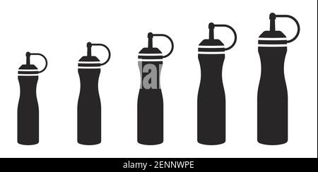 Set of a ketchup bottle / mustard squeeze bottle vector icon for apps and websites Stock Vector