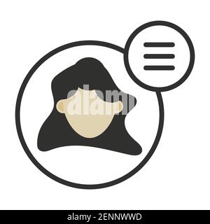 Rounded female user profile or account menu vector icon for apps and websites Stock Vector