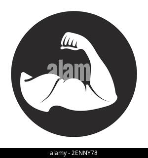 Rounded the human arm muscle strength or biceps brachii flat icon Stock Vector