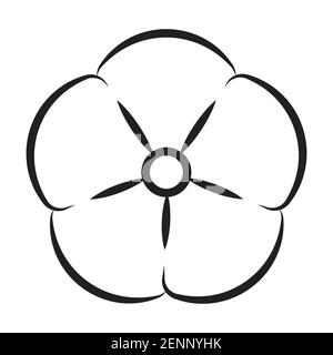 Organic Cotton Flower Outline Icon Vector Illustration Pixel