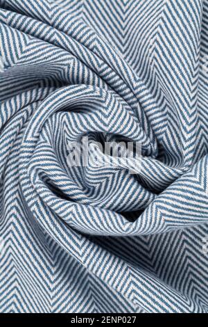 Blue and white kitchen towel texture as a background, vertical picture. Stock Photo
