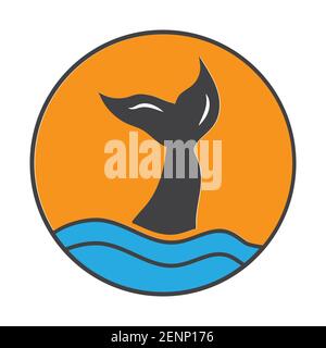 Whale tails / mermaid tail flat color icon for apps or website Stock Vector