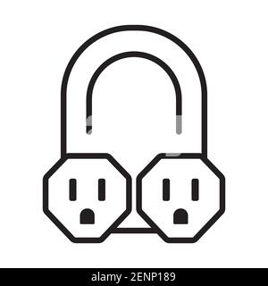 Nema 5-15 connector power outlet line art icon for apps or websites Stock Vector