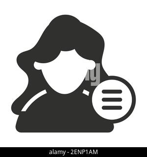 Female user profile or account menu flat icon for apps and websites Stock Vector