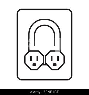 Nema 5-15 grounded power outlet line art vector icon for apps or websites Stock Vector