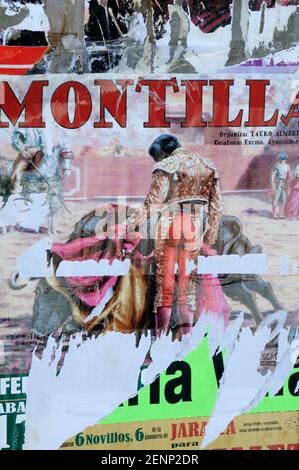 Bullfighting Poster, Carrera de Espinel, Ronda, Málaga, Andalusia, Spain Stock Photo