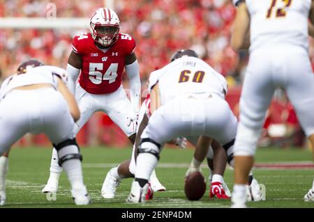 Wisconsin Badgers Linebacker Chris Orr (54) Celebrates During An Ncaa 