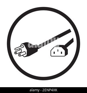 Rounded the a Nema 5-15 power plug flat vector icon for apps or websites Stock Vector