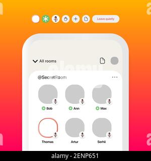 Voice Conference App Interface Concept. Vector illustration Stock Vector