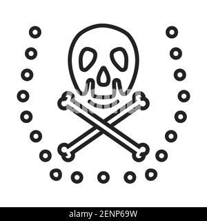 Crossbones / crossed bone or death skull line art icon for apps or website Stock Vector