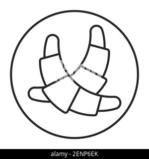 Rounded a croissant bread line art vector icon for apps and website Stock Vector