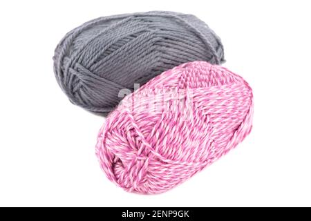 Two knitting yarn clews isolated on white background. Stock Photo