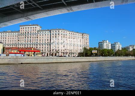 MOSCOW, RUSSIA - JUNE 05, 2013: View of Moscow river and Krasnoholmskaya embankment Stock Photo