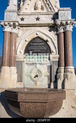 Plaque Victorian drinking fountain and cattle trough ercted 1869 Regents Park London England Stock Photo