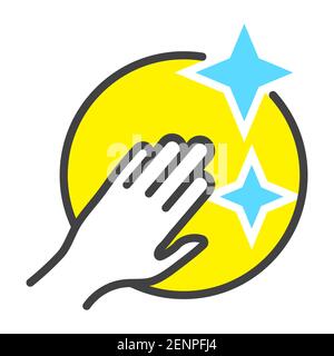 Flat color vector a clean / cleaning icon with human hand for apps or website Stock Vector