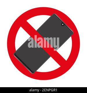 sign of prohibited bring a smartphone - flat vector icon for apps or websites Stock Vector