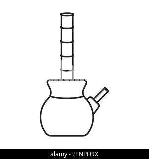 Line art vector icon bong water pipe filtration or cannabis smoking filtering tool Stock Vector