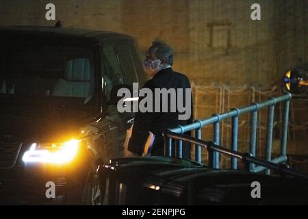 Edinburgh, Scotland, UK. 26th Feb, 2021. Pictured: Alex Salmond Former First Minister of Scotland and Former Scottish National Party (SNP) Leader, seen leaving Holyrood after giving evidence to the Committee of the Scottish Government Handling of Harassment Complaints. Credit: Colin Fisher/Alamy Live News Stock Photo