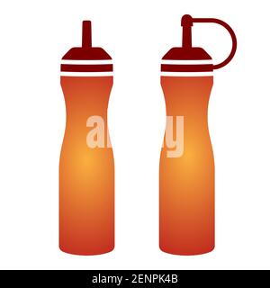 Ketchup bottle / mustard squeeze bottle vector color icon for apps and websites Stock Vector