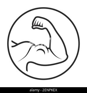 Rounded the human arm muscle strength or biceps brachii flat icon Stock ...