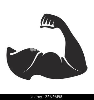 the human arm muscle strength or biceps brachii flat vector icon Stock Vector