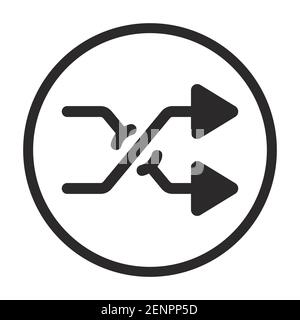 Rounded the shuffle playback / random playlist flat icon Stock Vector