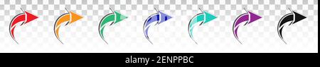 Flat colorful vector icon a arrows sign or next arrow symbol set on transparent background Stock Vector