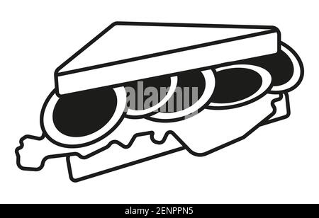 line art vector icon an egg sandwich for apps or website Stock Vector