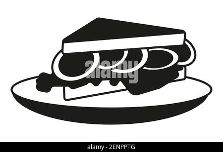 egg sandwich on the plate flat vector icon for apps or website Stock Vector