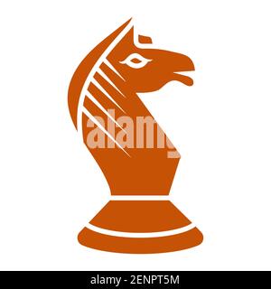 Knight chess piece flat color icon for apps or website Stock Vector