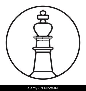 Pawn chess piece line art vector icon for apps or website Stock