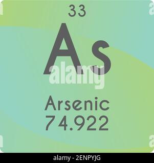 As Arsenic Metalloid Chemical Element vector illustration diagram, with atomic number and mass. Simple gradient flat design For education, lab Stock Vector
