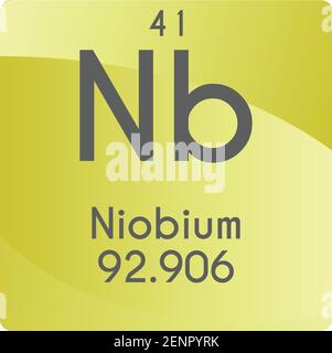 Nb Niobium Transition metal Chemical Element vector illustration diagram, with atomic number and mass. Simple gradient flat design For education, lab, Stock Vector