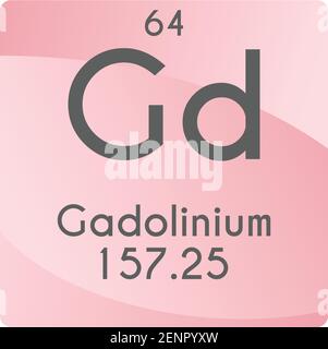 Gd Gadolinium Lanthanide Chemical Element vector illustration diagram, with atomic number and mass. Simple gradient flat design For education, lab, Stock Vector