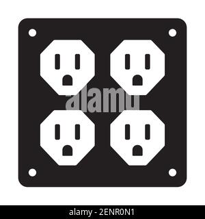 Four nema 5-15 power outlet flat vector icon for apps or websites Stock Vector