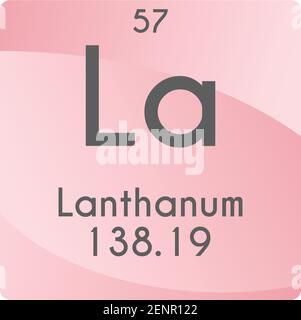 La Lanthanum Lanthanide Chemical Element vector illustration diagram, with atomic number and mass. Simple gradient flat design For education, lab, Stock Vector