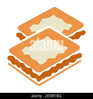 flat color icon pile of puff pastry breads for apps and website Stock Vector