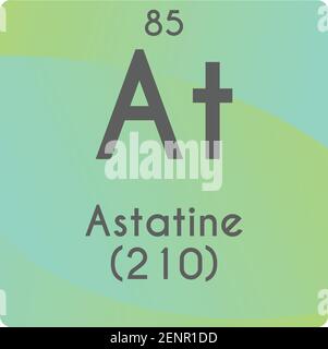 At Astatine Halogen Chemical Element vector illustration diagram, with atomic number and mass. Simple gradient flat design For education, lab, science Stock Vector