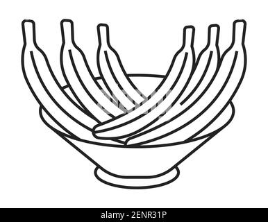 Line art vector icon a bowl of banana fruit for apps and websites Stock Vector