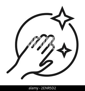 Line art vector a clean / cleaning icon with human hand for apps or website Stock Vector