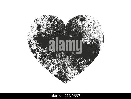Isolated distress grunge heart with concrete texture. Element for greeting card, Valentine s Day, wedding. Creative concept. Stock Vector