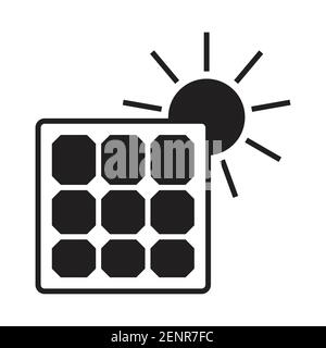 Solar panel with sun flat icon for apps or websites Stock Vector