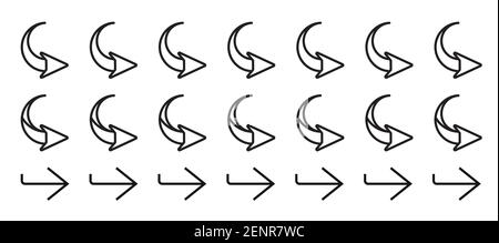 Line art vector icon a arrows sign, arrow symbol set for apps or website Stock Vector