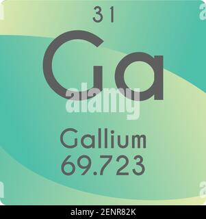 Ga Gallium Post transition metal Chemical Element vector illustration diagram, with atomic number and mass. Simple gradient flat design For education, Stock Vector